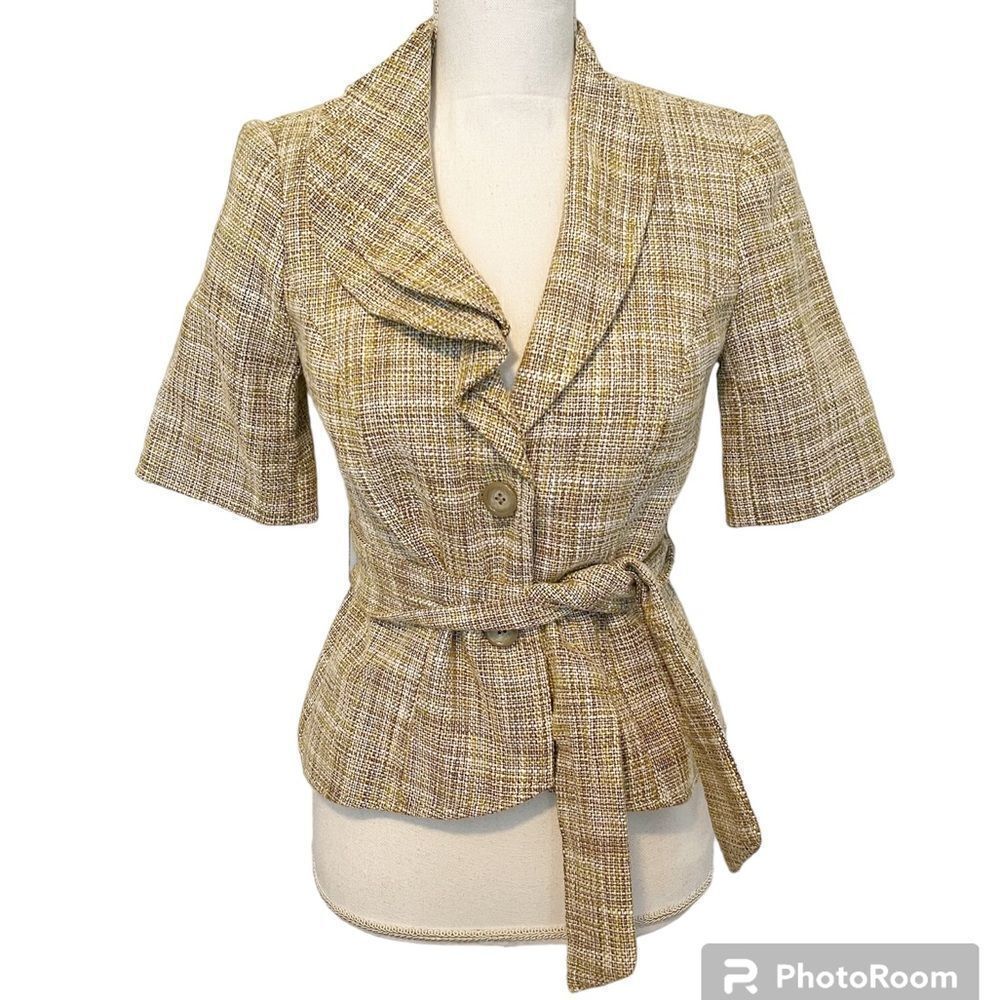 The Limited Short Sleeve 100% Cotton Tan Blazer with Belt Size XS